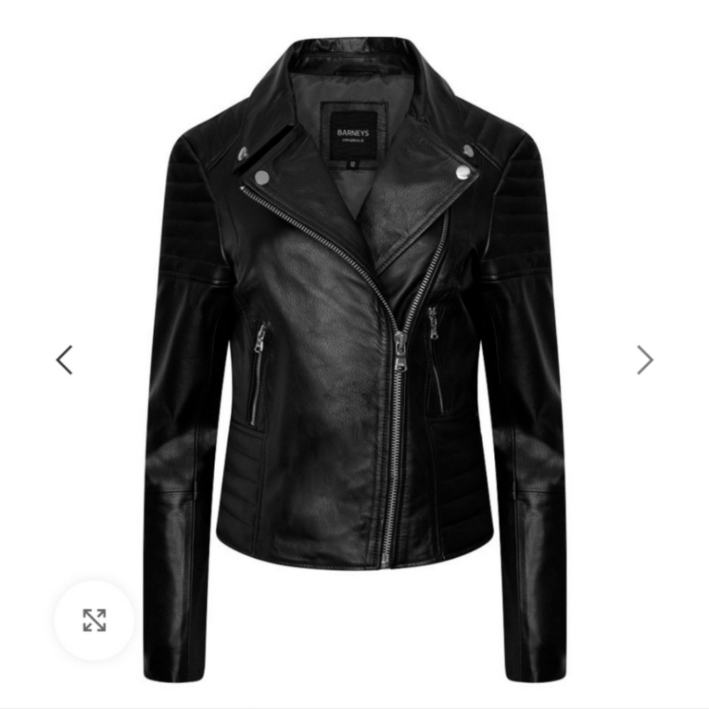 Barneys Moto Black Leather Jacket